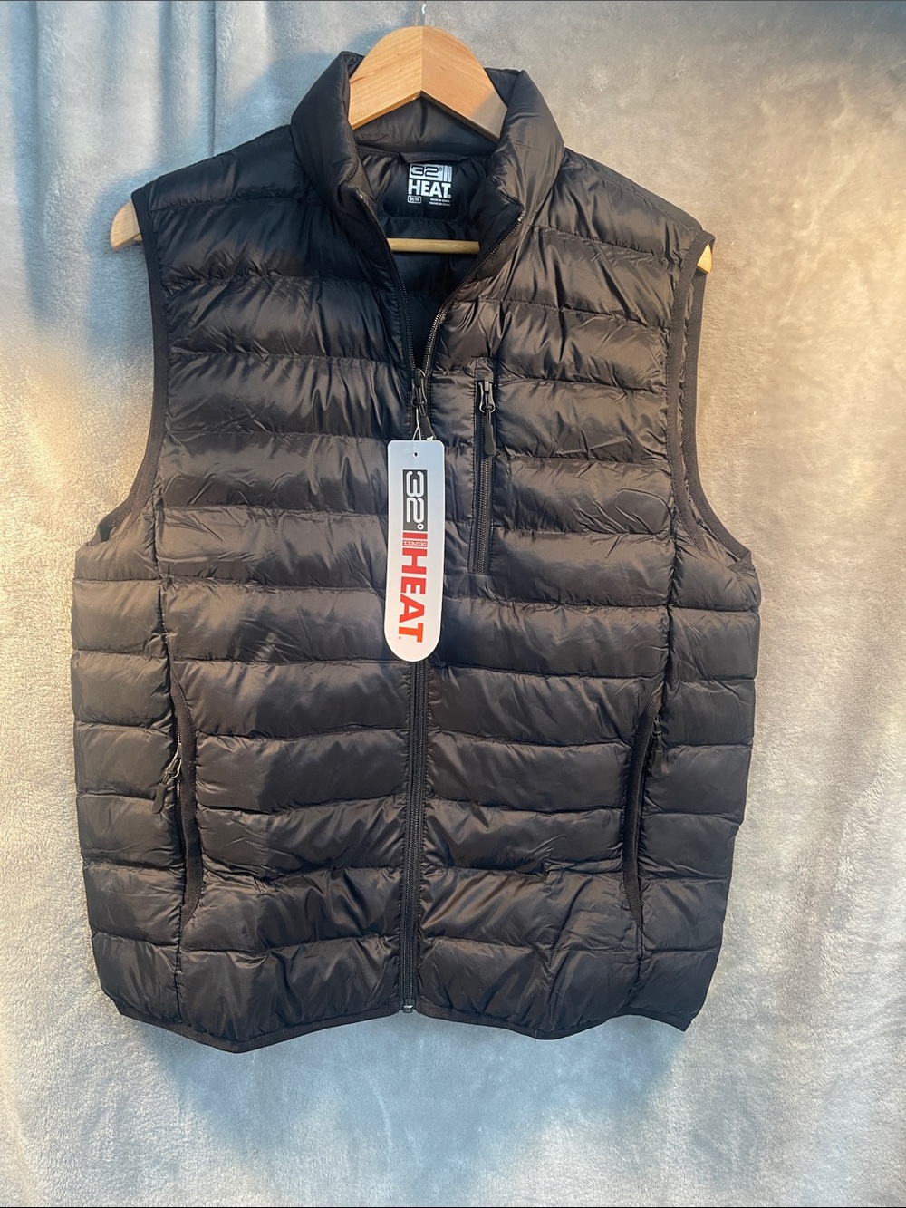 32 Degrees Men's Black Quilted Packable Vest size m